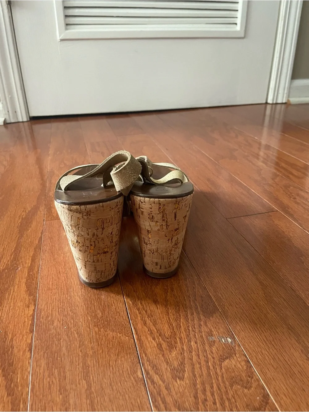 J. Crew Gold Metallic Cork Wedge Sandals